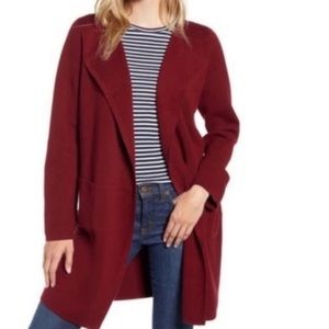 JCrew Juliette collarless sweater burgundy